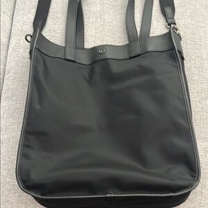 Lululemon Athletica Black Messenger Bag Smooth Matte Finish